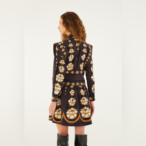 FARM Rio Black Embroidered Flowers Long Sleeve Organic Cotton Mini Dress - Picture 4 of 8